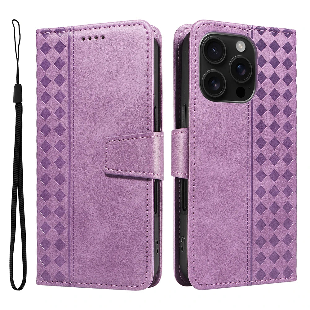 iPhone 15 Series Flip Leather Wallet Case with Kickstand