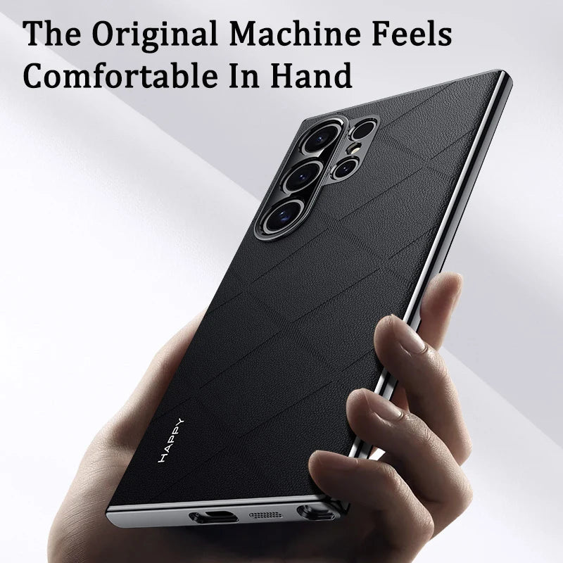 Plaid Grid Leather PU Case with Plating Lens for Samsung Galaxy S24 Series