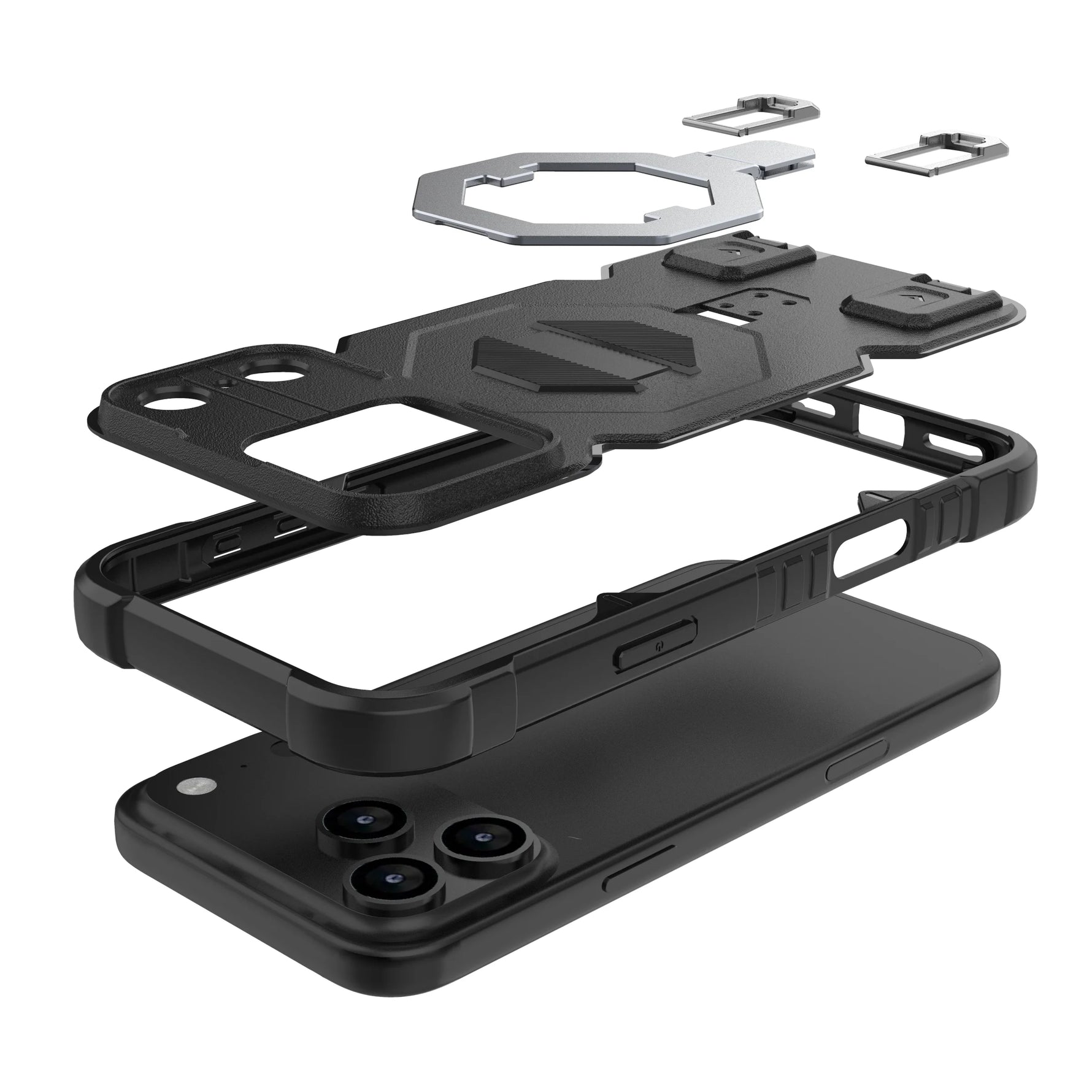 iPhone 17 Series Shockproof PC Case with 360° Stand