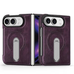 Faux Leather MagSafe Kickstand Case with 360° Rotating Stand for iPhone Duo
