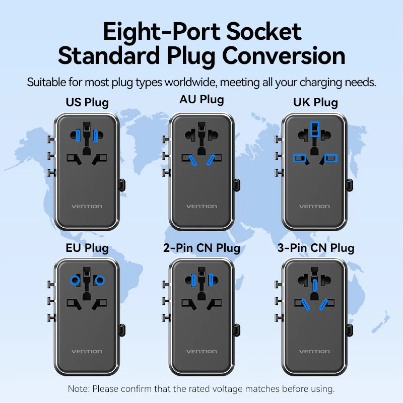 Vention 70W GaN Universal Travel Adapter