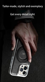 Shockproof Leather Case with Magnetic Kickstand for iPhone 16 Series