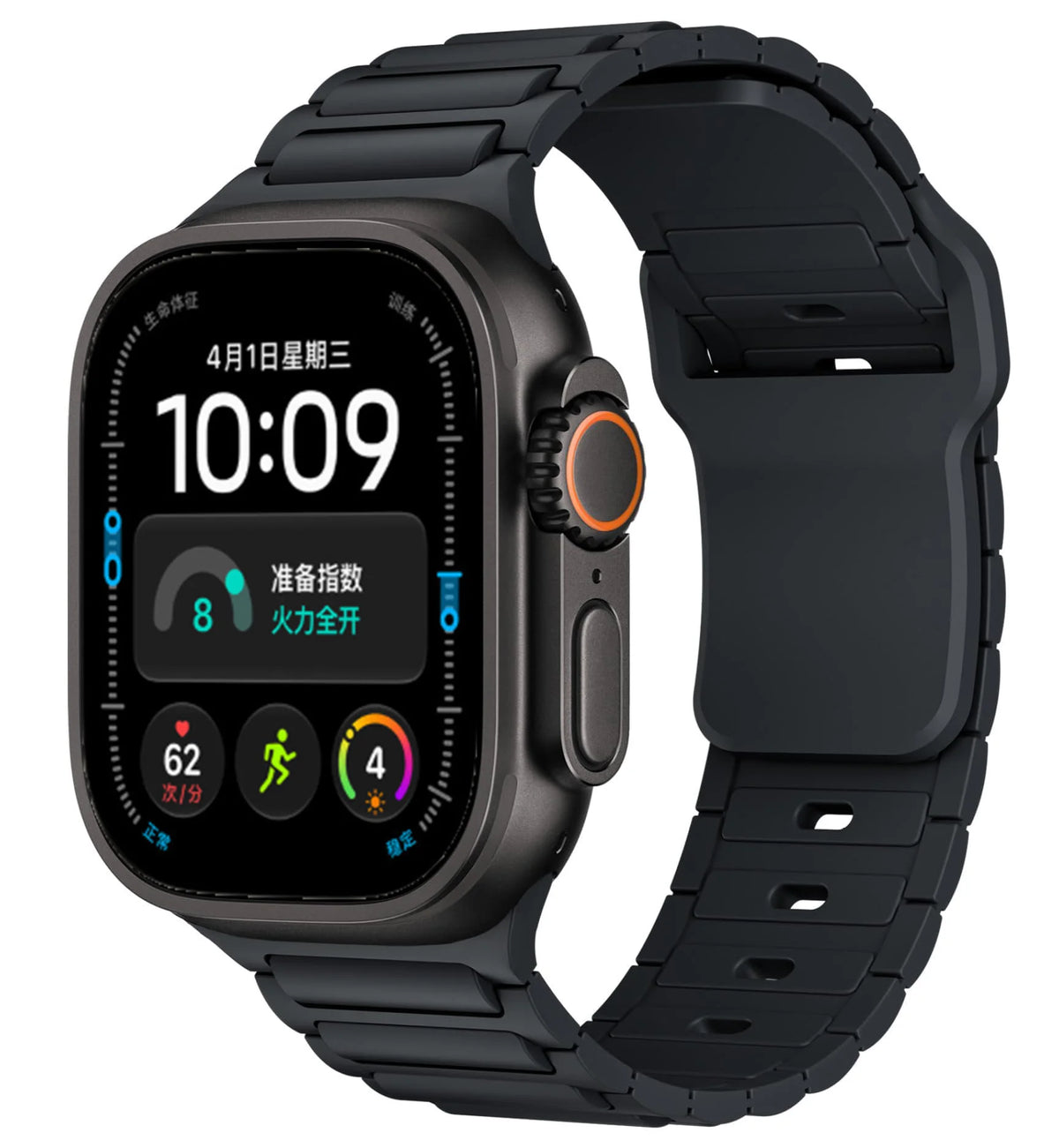 Silicone Quick-Release Band with Segmented Link Design for Apple Watch