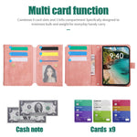 Leather Crossbody Wallet Case with 9 Card Slots for iPhone Duo