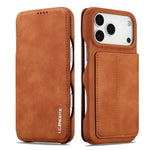 Suede Leather Flip Folio Case with Screen Protection for iPhone 18 Series