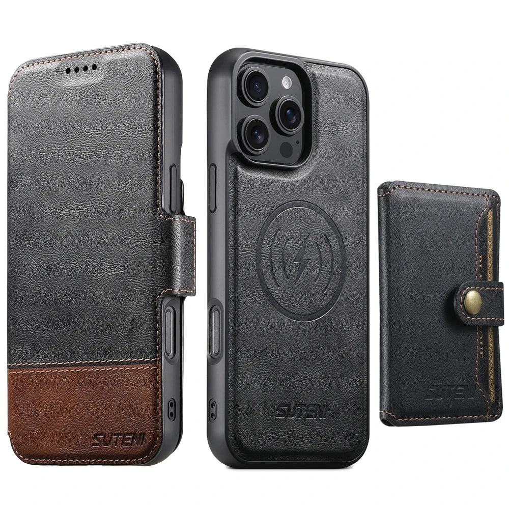 3-in-1 MagSafe Leather Wallet Case with Card Holder for iPhone 16 Series