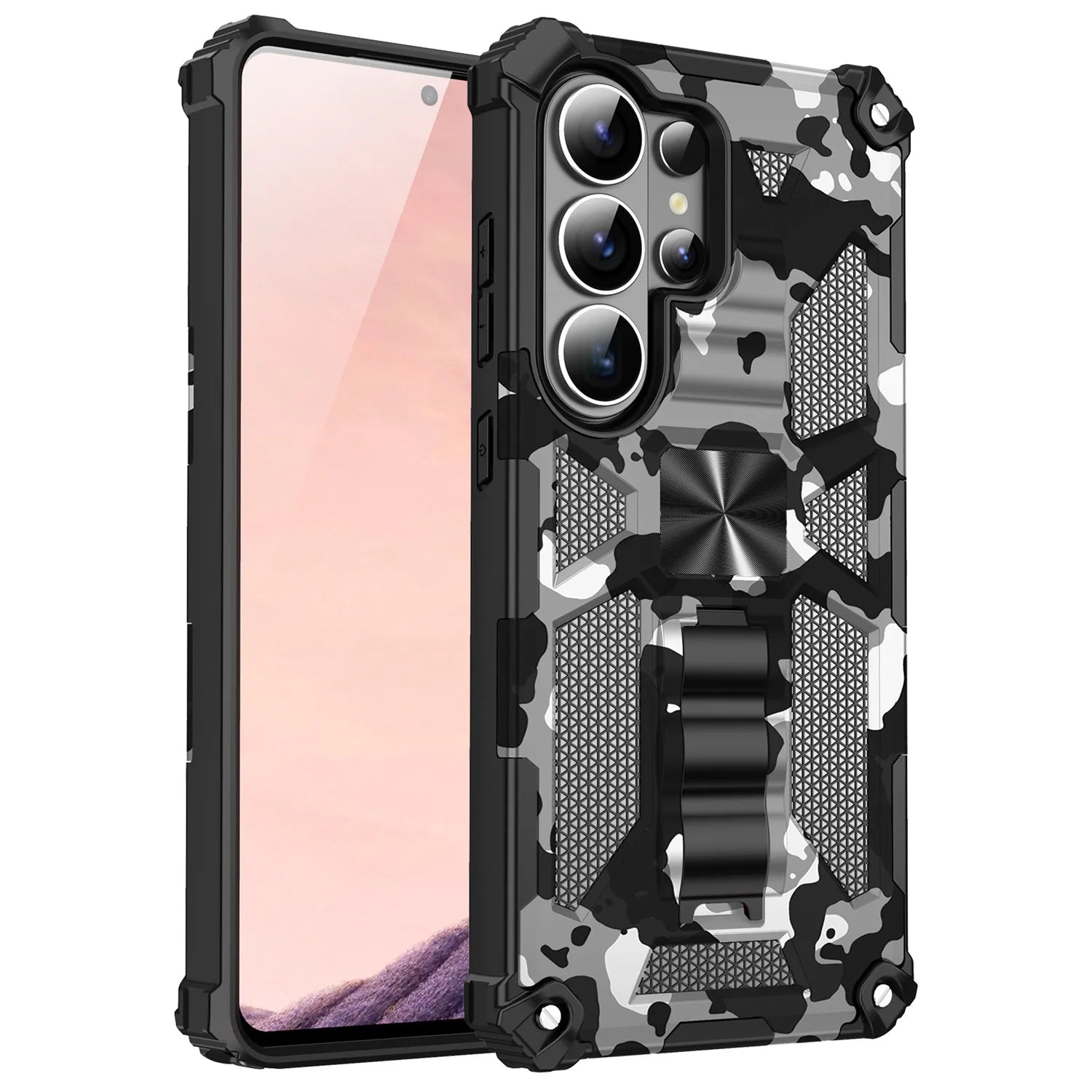 Camouflage Military Armor Case with Kickstand for Samsung Galaxy S26 Series