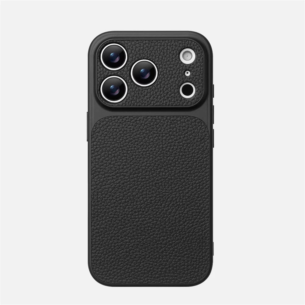 Luxury Lychee Texture Leather Case with Full Camera Protection for iPhone 17 Series