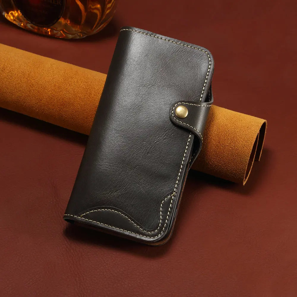 Genuine Leather Book Case Flip Case with Strap for Samsung Galaxy S26 Series