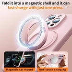 iPhone 16 Series Silicone MagSafe Case with Rotating Ring Holder Stand