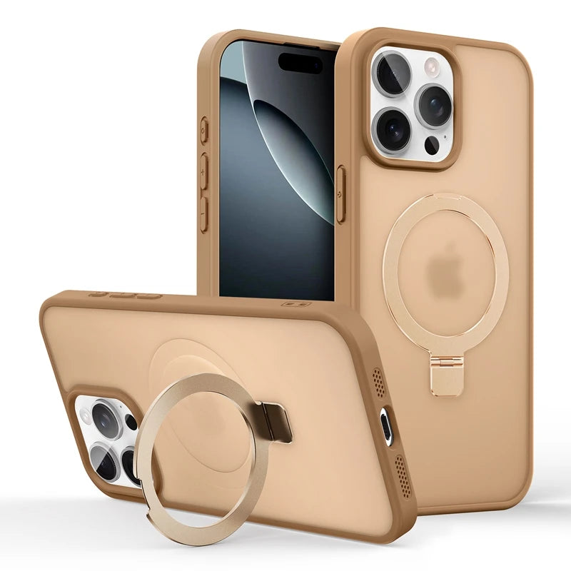 Shockproof Translucent Matte MagSafe Case with Invisible Stand for iPhone 15 Series