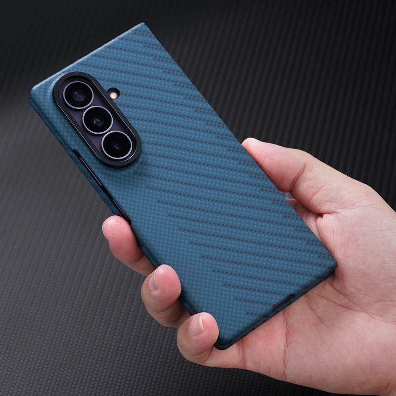 Ultra-Thin Carbon Fiber Folding Case with Raised Camera Ring for Samsung Galaxy Z Fold 8 Ultra