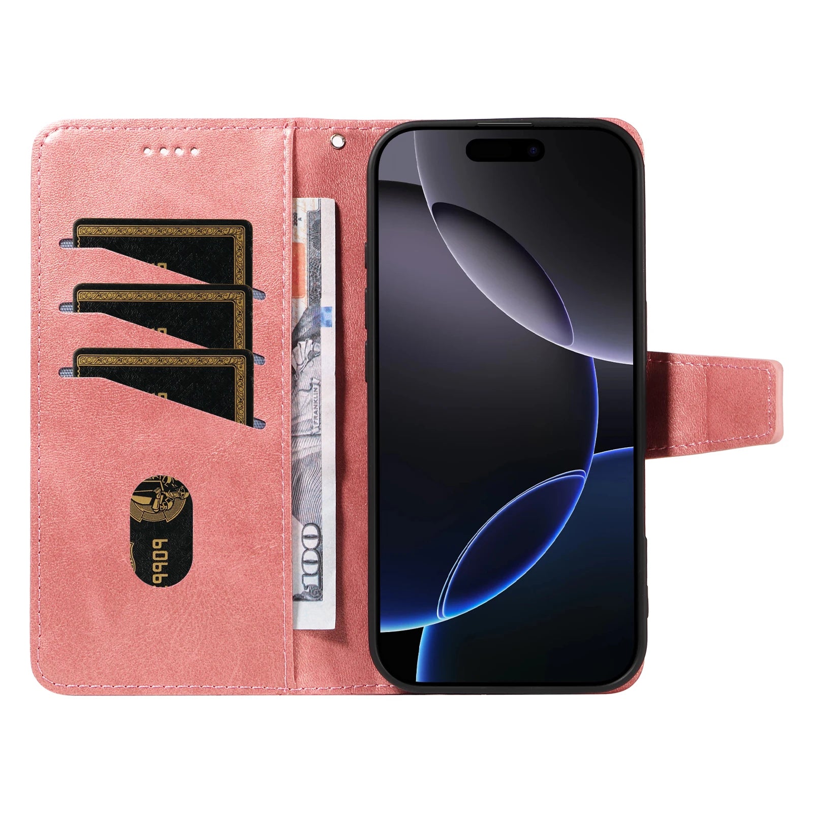 iPhone 15 Series Flip Leather Wallet Case with Kickstand