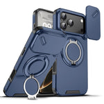 Durable Heavy Duty Case with Camera Slide Cover & Magnetic Ring Kickstand for iPhone 17 Series