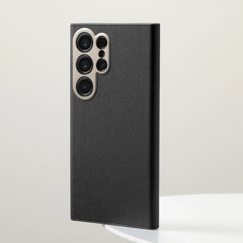 Elegant Magnetic Leather Case with Alloy Camera Cover for Samsung Galaxy S24 Series