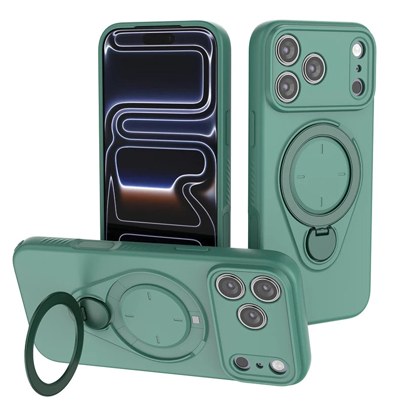 Full Protection MagSafe Case with Rotating Ring Stand for iPhone 17 Series