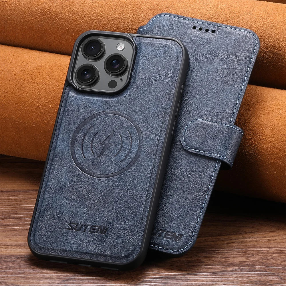 Detachable MagSafe Leather Wallet Case for iPhone 16 Series