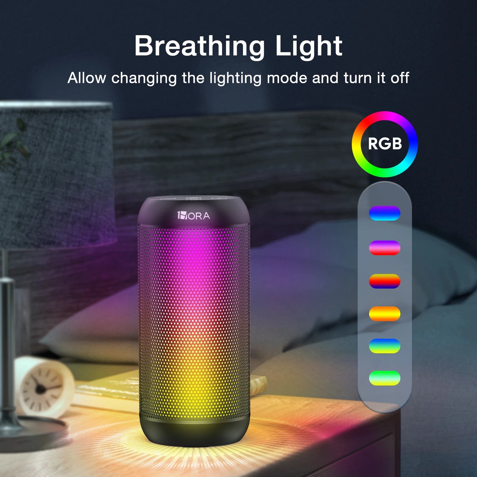 1HORA Portable Bluetooth Speaker with RGB Breathing Light
