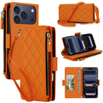 Crossbody Leather Wallet Case with Zipper and Card Slots for iPhone 17 Series