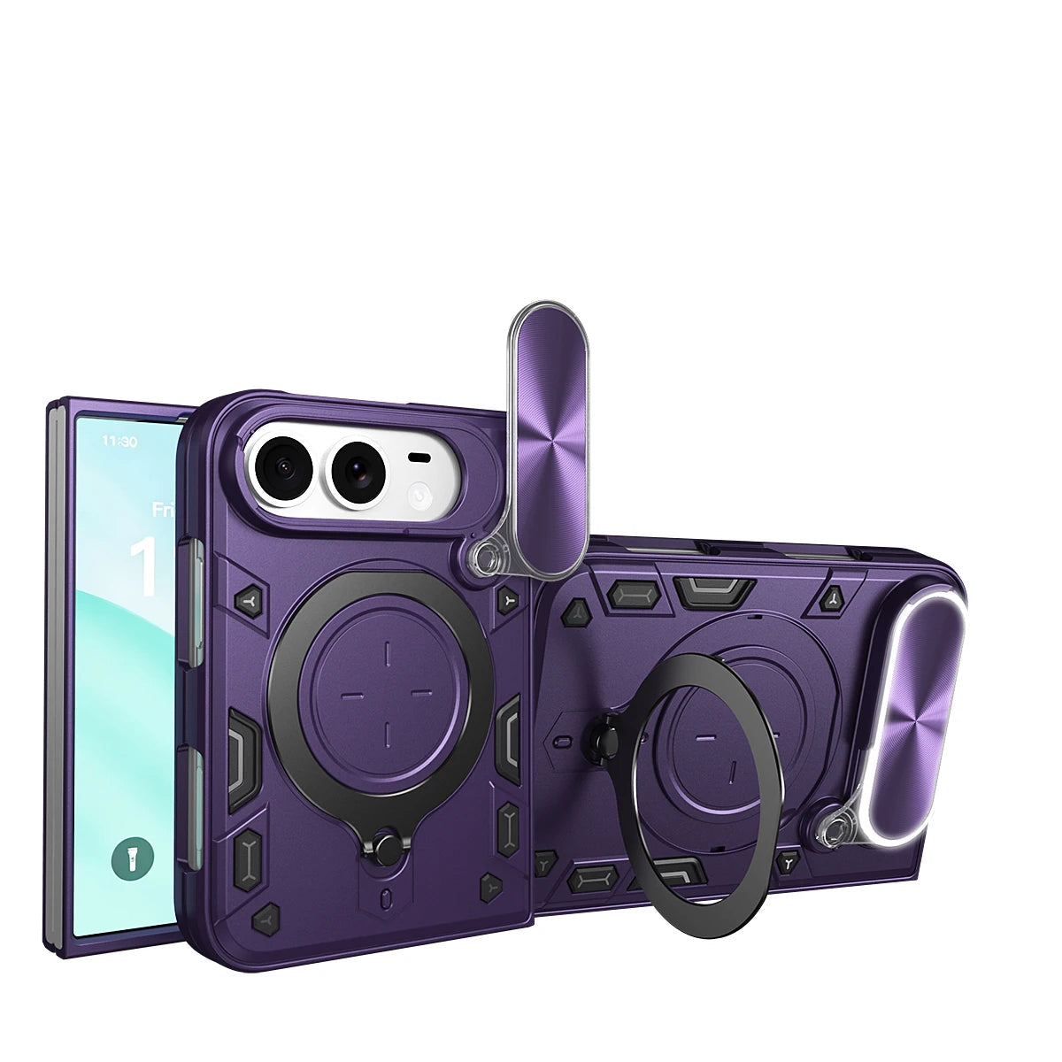 Shockproof MagSafe Case with 360° Rotatable Ring Stand for iPhone Duo