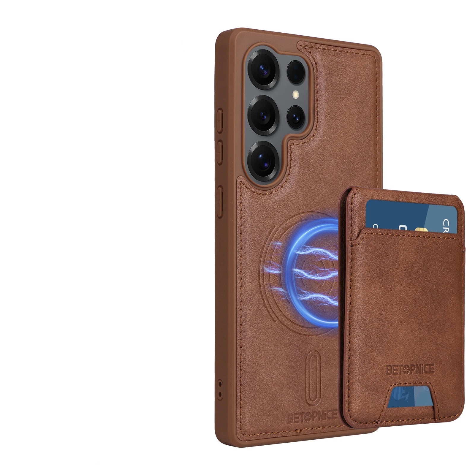 Samsung Galaxy S24 Series Magnetic Leather Case with Detachable Wallet & Card Holder