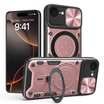 iPhone 16e Protective Magnetic Case with 360° Rotating Ring Stand