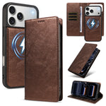 Shockproof Leather Folio Wallet Case with Detachable Magnetic Pouch for iPhone 18 Series