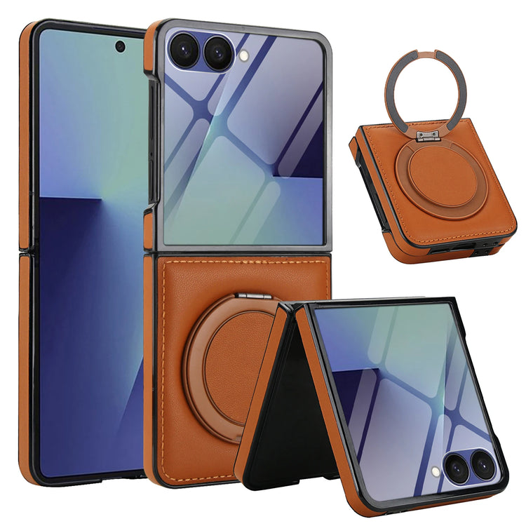 Business Leather Case with 360 Rotating Stand for Samsung Galaxy Z Flip 7