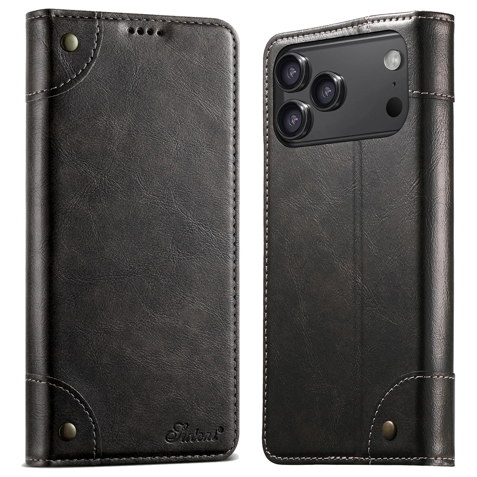 Premium Leather Flip Wallet Case with Card Slot for iPhone 17 Series