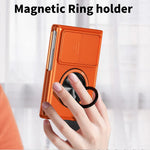 Shockproof Sliding Camera Protection Case with 360° Rotating Magnetic Ring Stand for Samsung Galaxy Z Fold 8