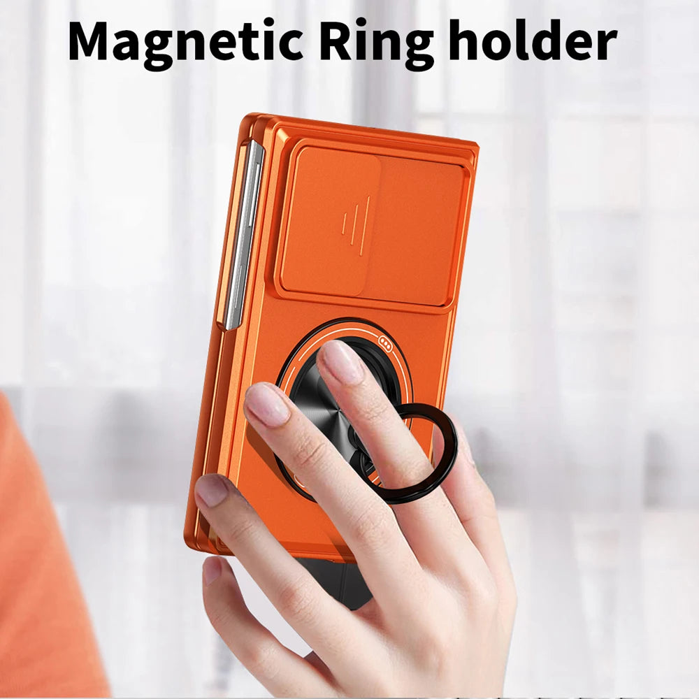 Shockproof Sliding Camera Protection Case with 360° Rotating Magnetic Ring Stand for Samsung Galaxy Z Fold 8