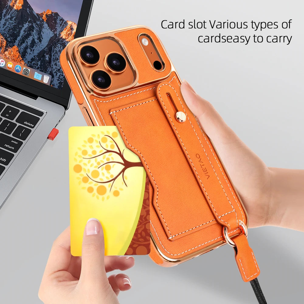 Retro Lychee Leather Wallet Case for iPhone 17 Series