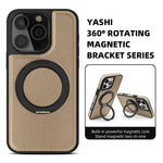 iPhone 16 Series PU Leather MagSafe Case with 360° Rotating Ring Holder