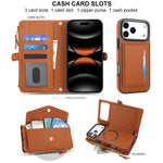 Detachable MagSafe Leather Crossbody Case with Zippered Flip Wallet & Card Slot for iPhone 17 Series