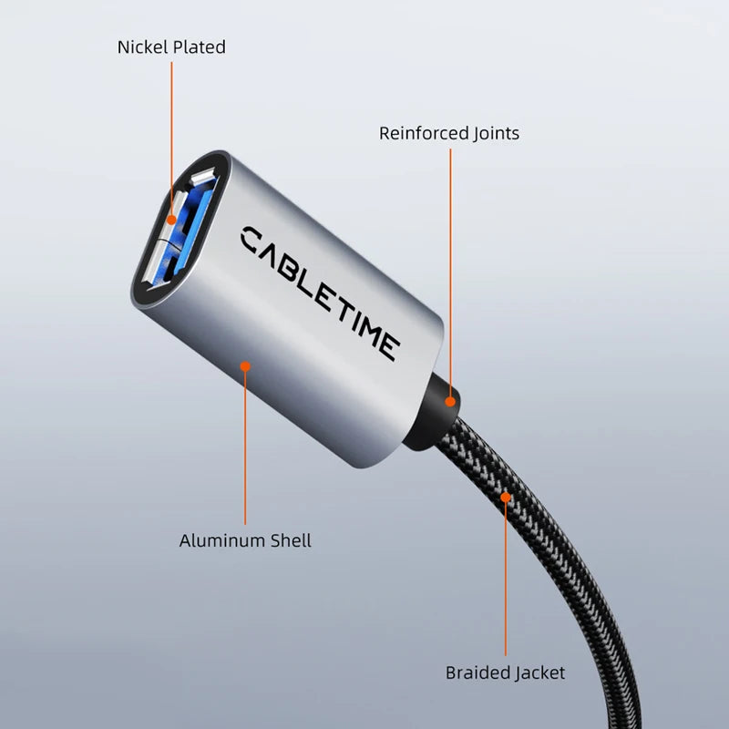 CABLETIME USB 3.0 Braided Extension Cable