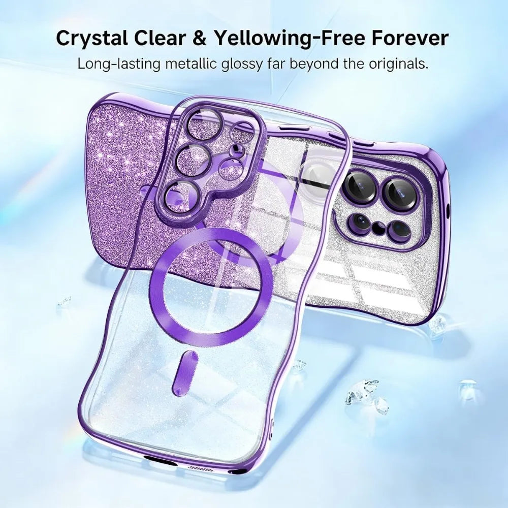 Glitter Wave Frame Magnetic TPU Case for Samsung Galaxy S26 Series