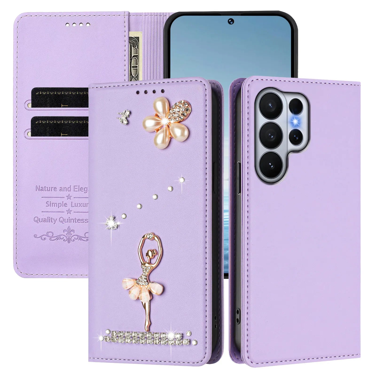 Diamond Pattern Leather Flip Wallet Case with Card Slots for Samsung Galaxy S26 Series