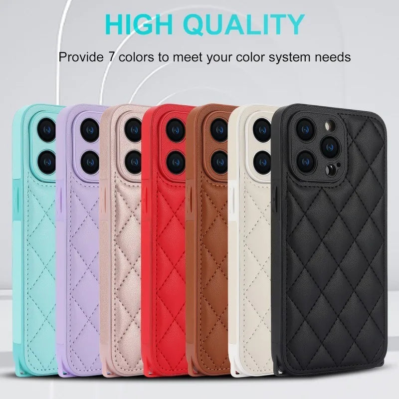 Crossbody Lanyard Leather Phone Case with Fall Prevention for iPhone 14 Series