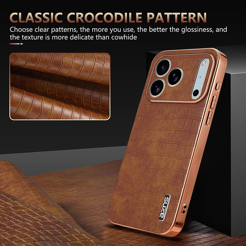 Premium Skin-Feel Crocodile Pattern Phone Case for iPhone 17 Series