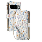 Quilted Floral Crossbody Wallet Case with Adjustable Shoulder Lanyard for Google Pixel 9 Series