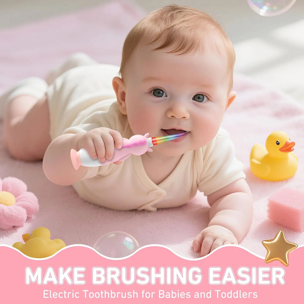 Yunchi K3 Kids Sonic Electric Toothbrush with 4 Brush Heads