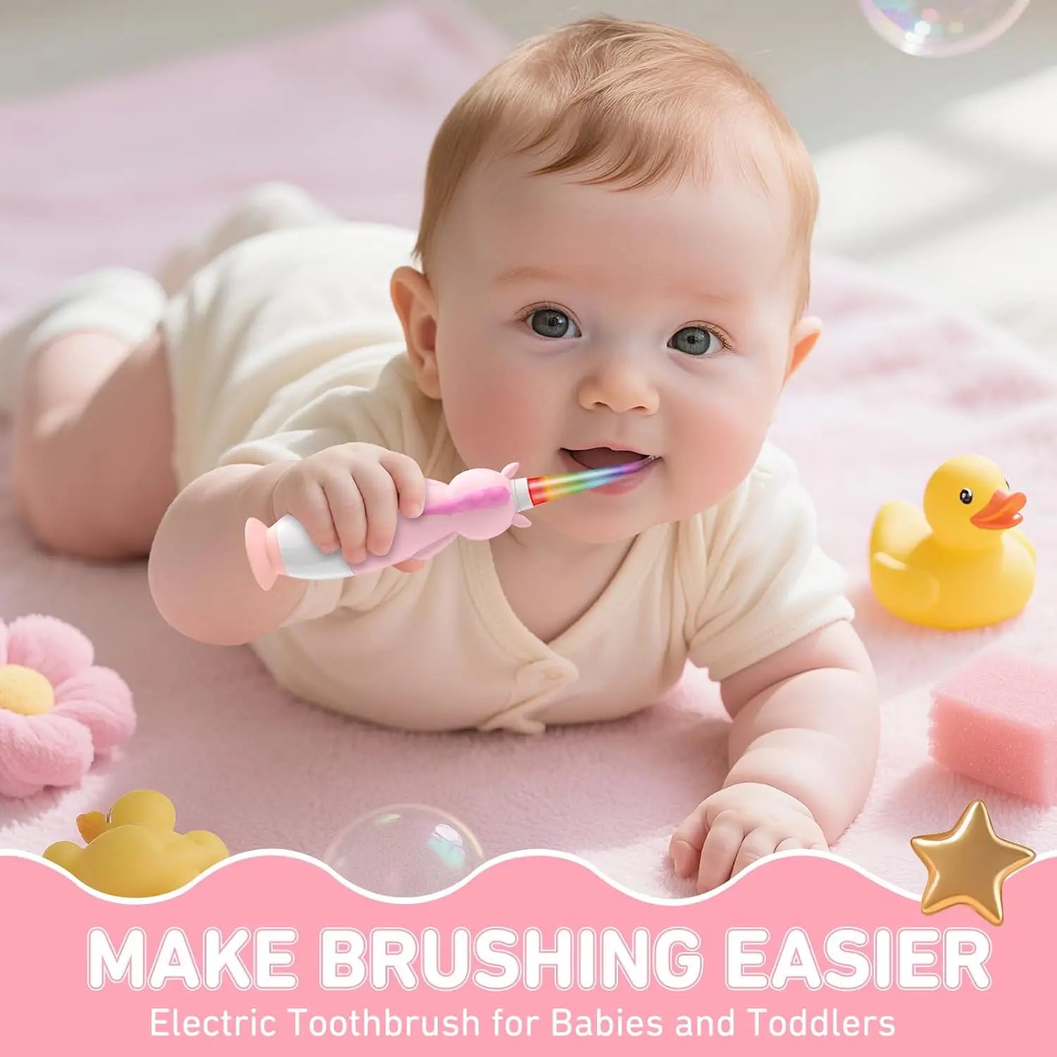 Yunchi K3 Kids Sonic Electric Toothbrush with 4 Brush Heads