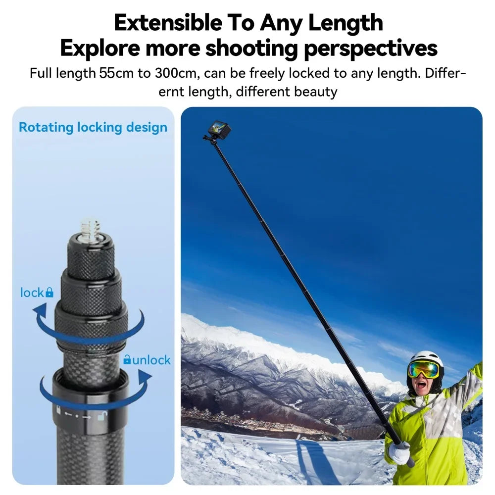 3M Carbon Fiber Selfie Stick for Action Cameras