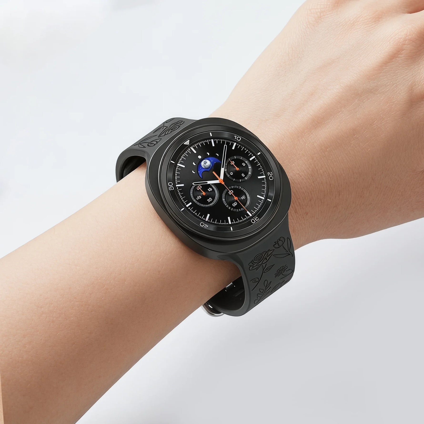 Floral Engraved Silicone Strap for Samsung Galaxy Watch 8 & Galaxy Watch 8 Classic