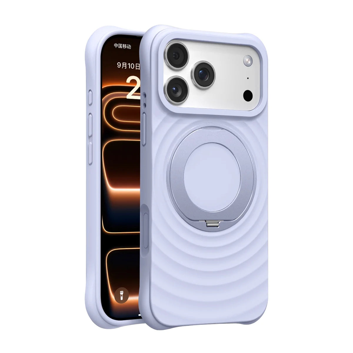 Water Ripple Silicone Case with 360-Degree Holder for iPhone 17 Series