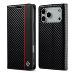 Carbon Fiber Pattern Leather Wallet Flip Case for iPhone 17 Series
