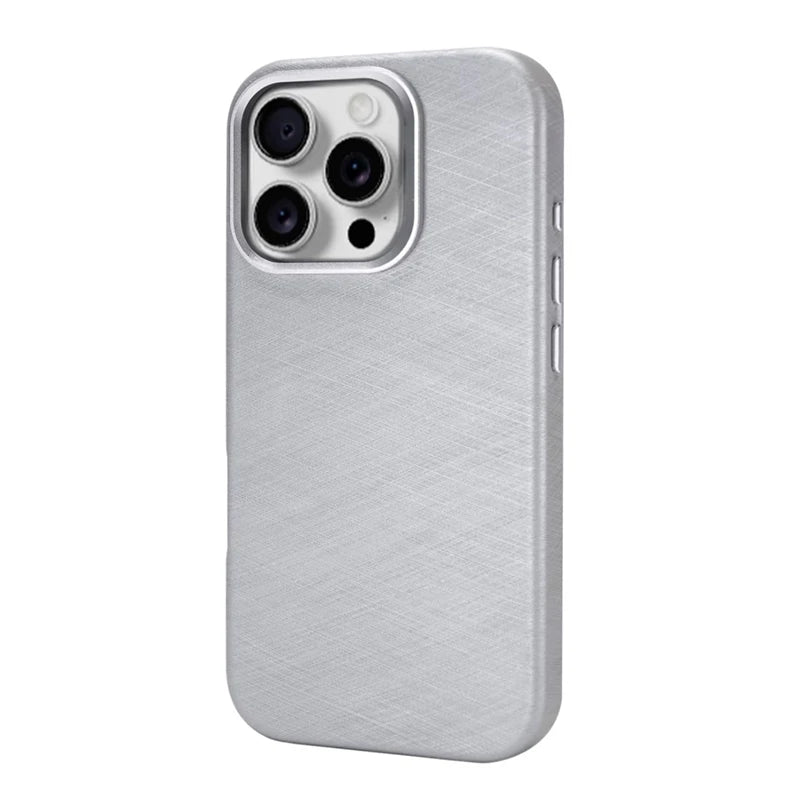 Luxury Silk Leather Texture MagSafe Case for iPhone 16 Series