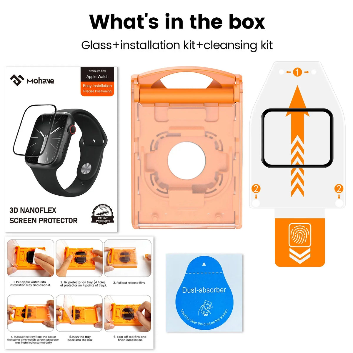 3D Curved Hydrogel Screen Protector with Rounded Edge Coverage for Apple Watch