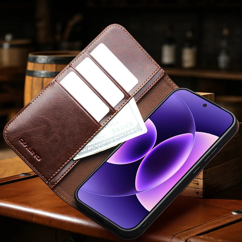 Business Leather Flip Phone Case With Card Slots for Xiaomi 17 Series