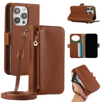 Crossbody Leather Wallet Phone Case with Card Holder for iPhone 15 Series